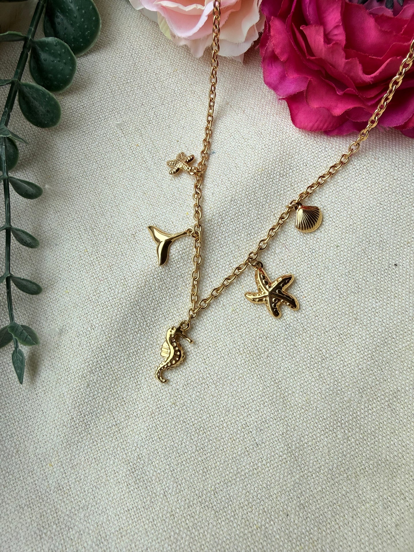 Edelstahlkette mit Meeresanhängern "Sea Magic" gold