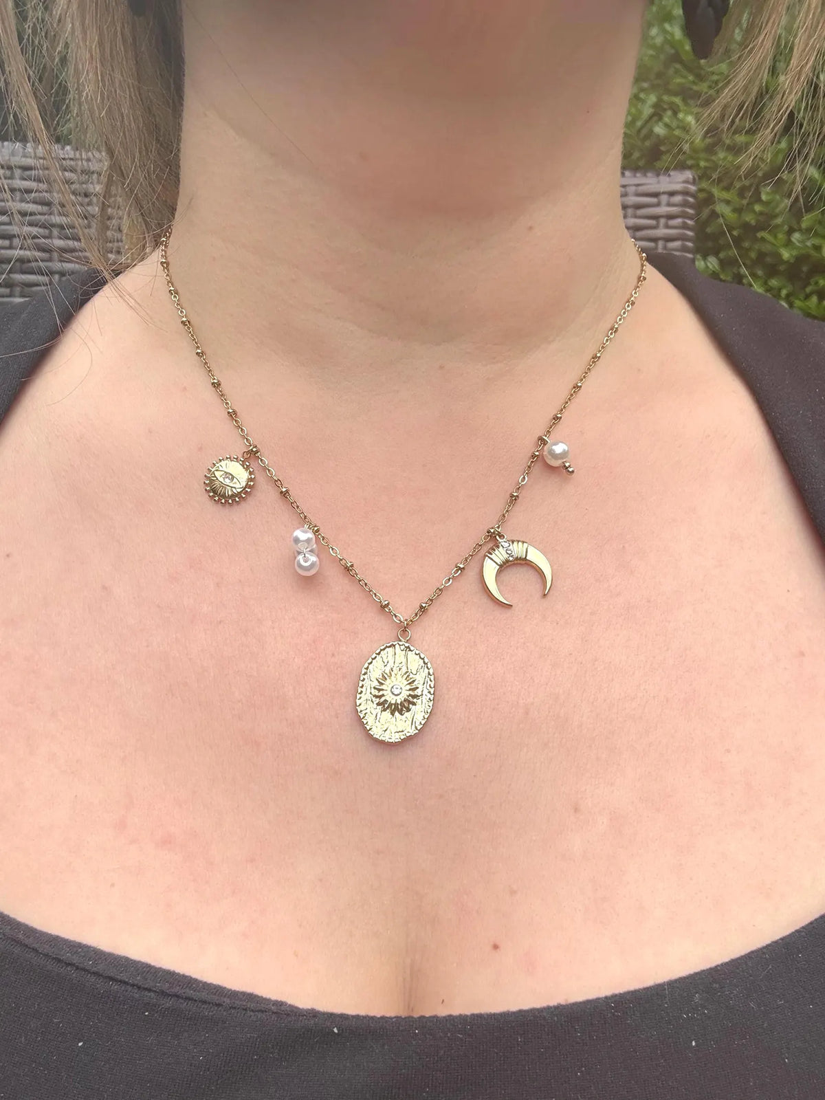 Charms Edelstahl Halskette "Sun" gold