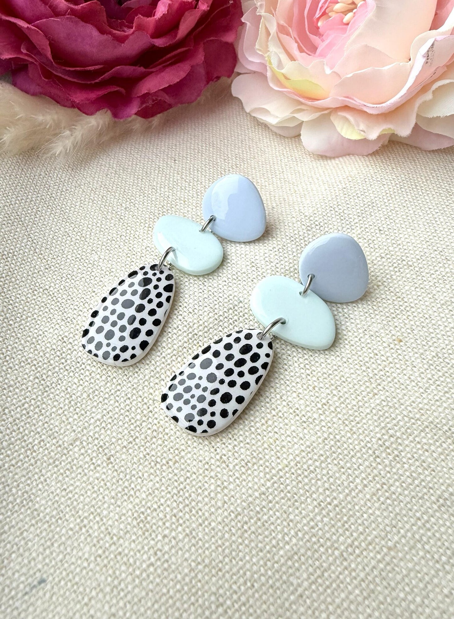 Polymer Clay Ohrringe – Statement Ohrringe in Pastell mit Edelstahlstecker "Himmelstanz"