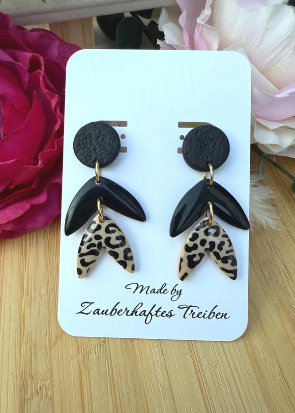 Handgemachte Statement-Ohrringe – Schwarz & Leopard // Leo
