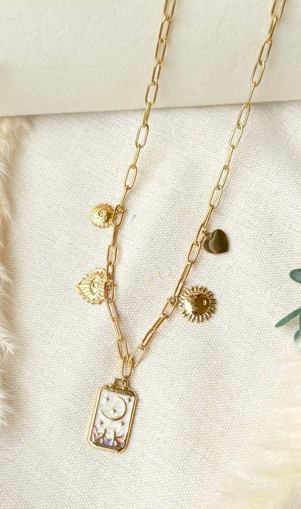 Edelstahlkette gold Sonne und Mond
