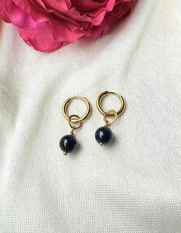 Edelstahl-Ohrringe mit Blaufluss gold