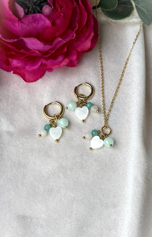 Herz Schmuckset "grün Rosi" aus goldenem Edelstahl – zart, romantisch & zeitlos