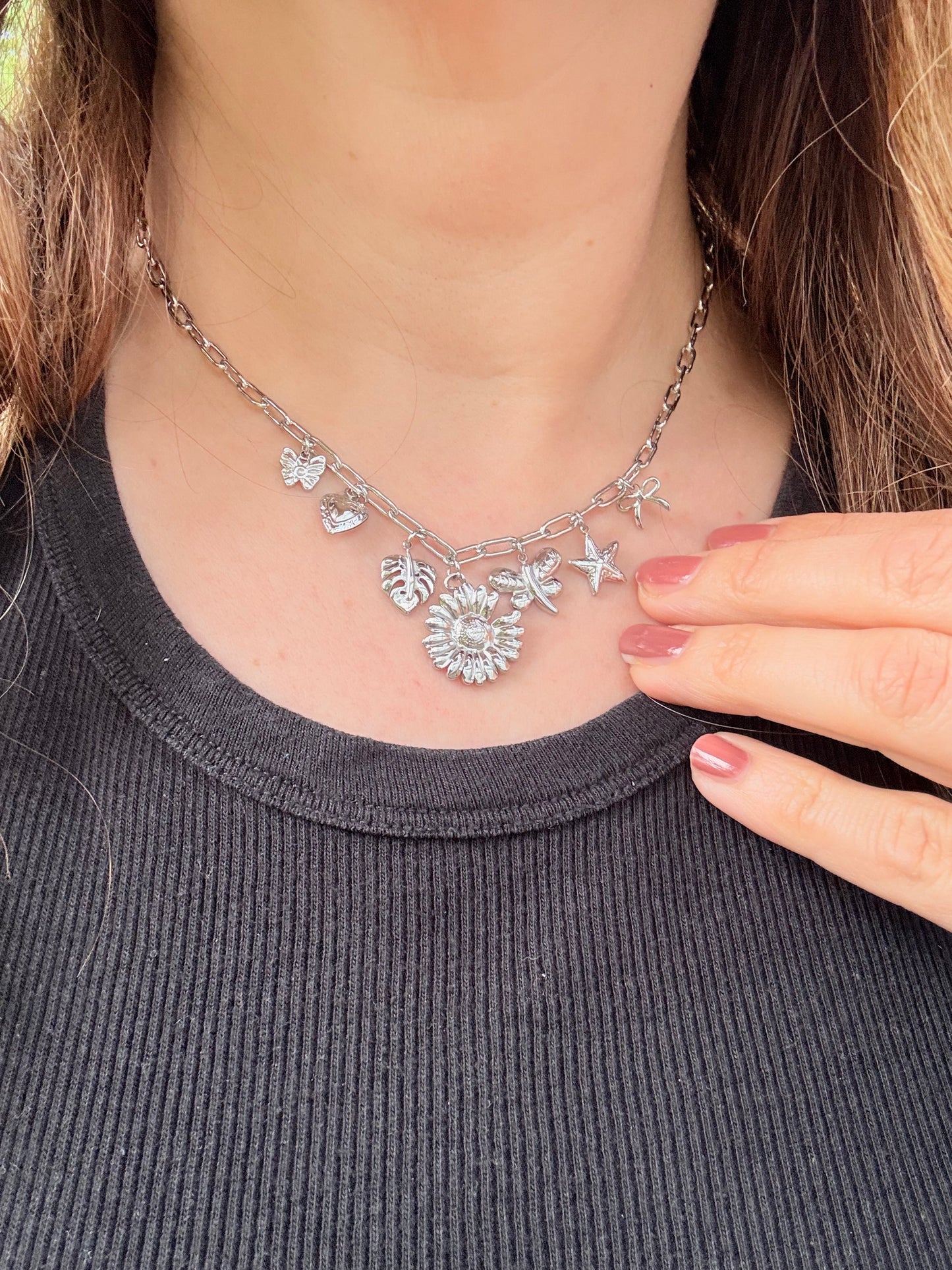 Edelstahl Charm Kette „Wildflower“