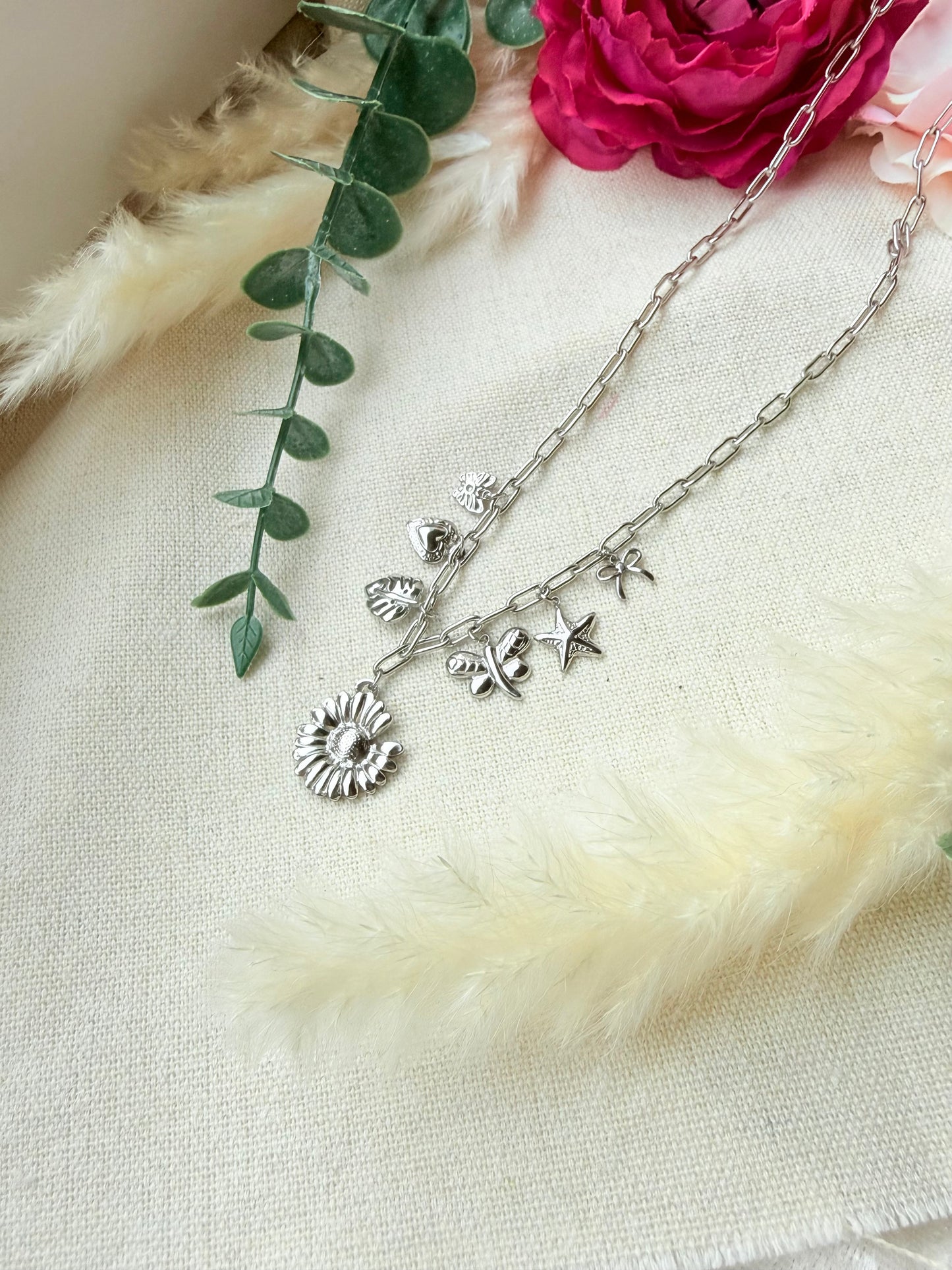 Edelstahl Charm Kette „Wildflower“
