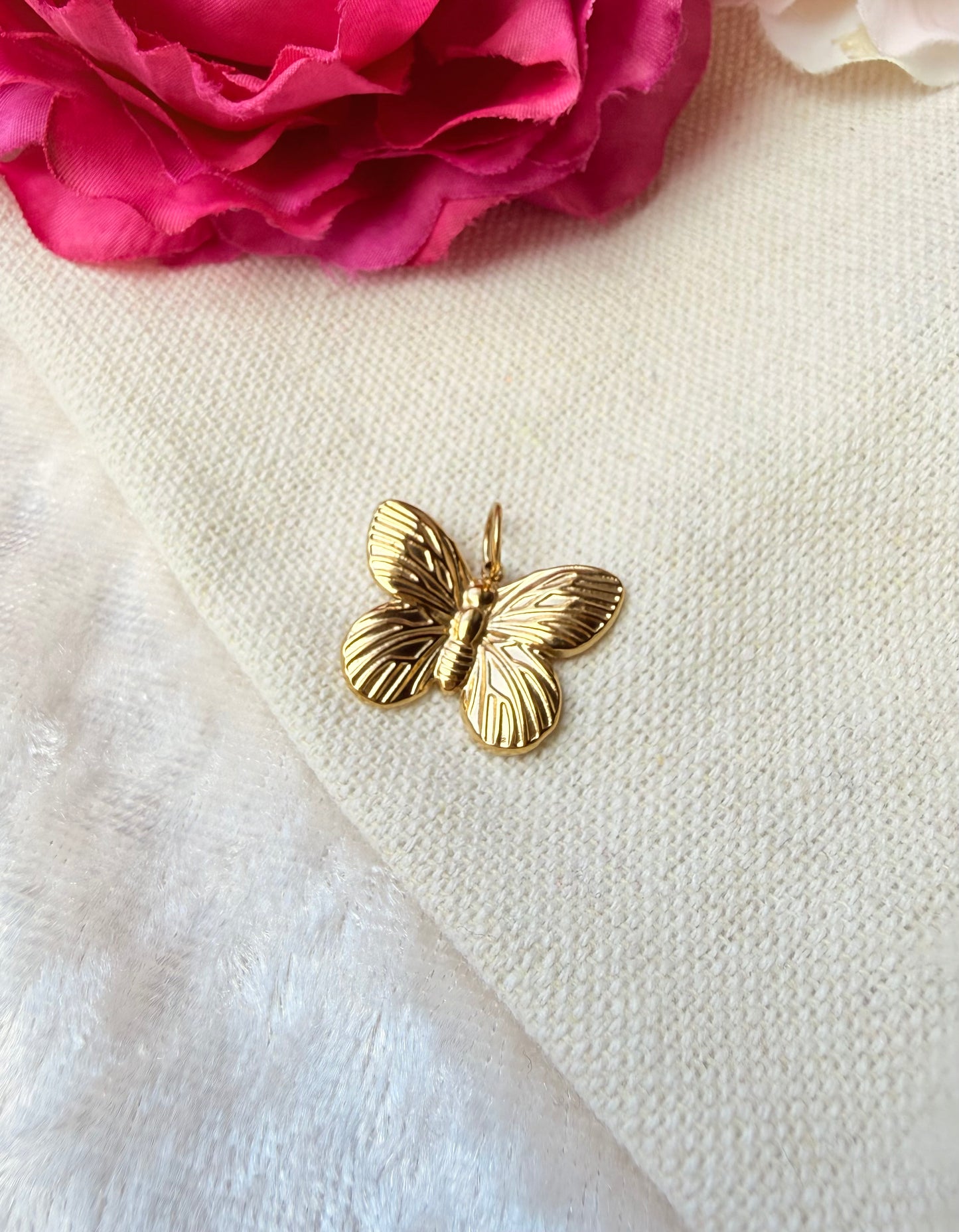 Edelstahl Charm Schmetterling & Kleeblatt Gold | Wechselanhänger