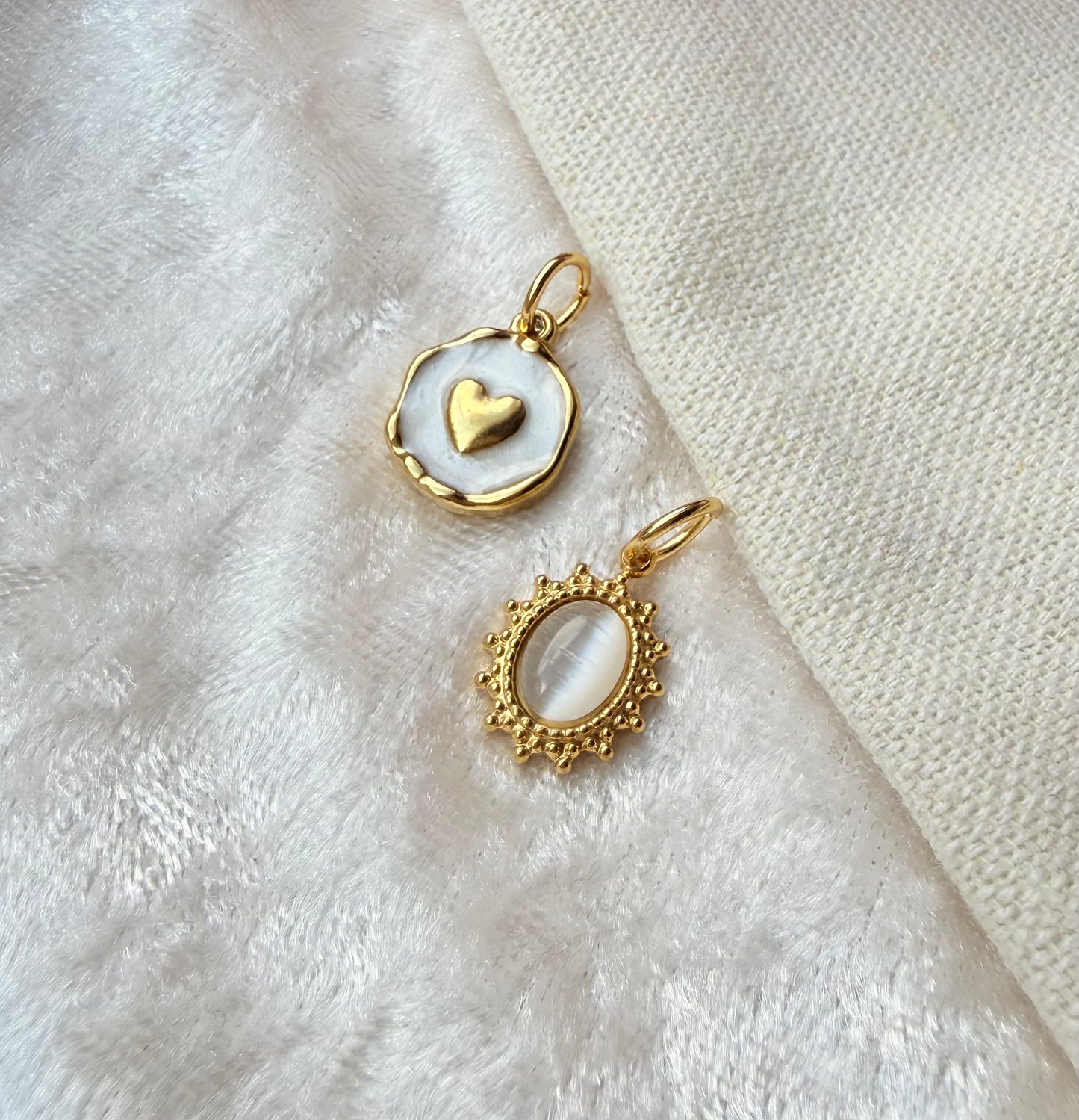 Edelstahl Charms Gold – Herz & Perlmutt Wechselanhänger für Charmketten