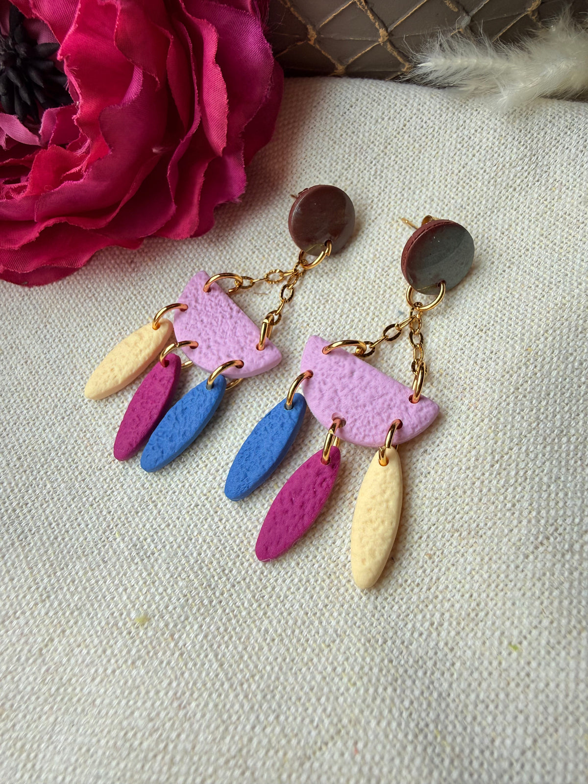 Bunte Polymer Clay Ohrringe mit Edelstahl "Bohi II"