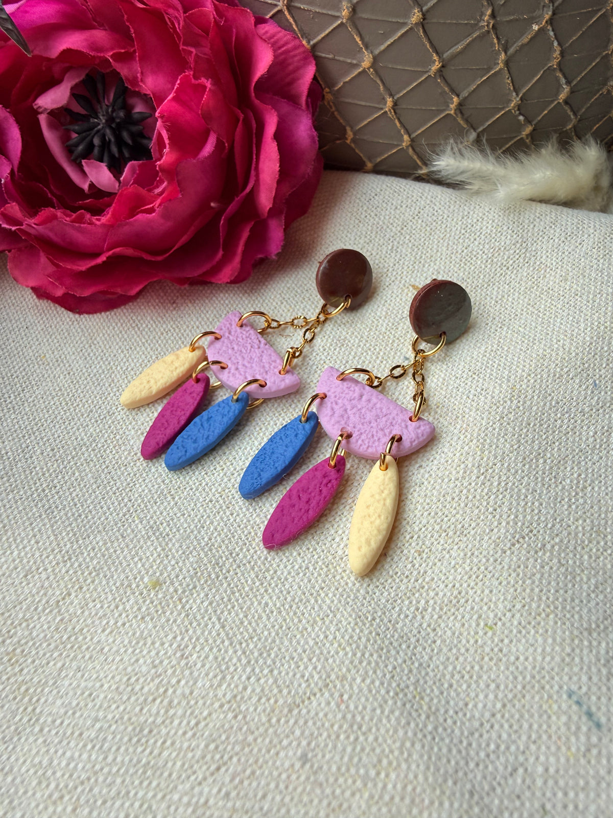 Bunte Polymer Clay Ohrringe mit Edelstahl "Bohi II"