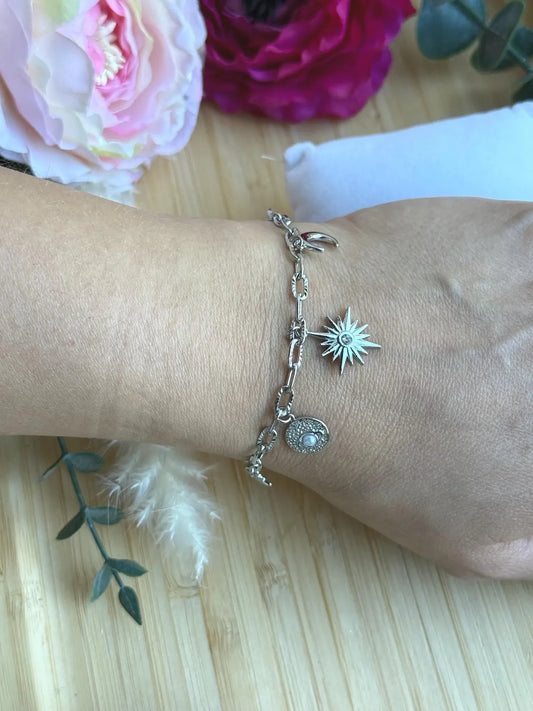 Edelstahlarmband Charms "Stern" silber