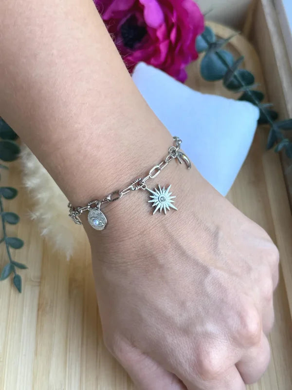 Edelstahlarmband Charms "Stern" silber