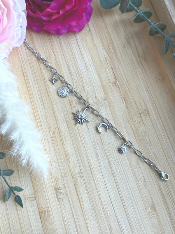 Edelstahlarmband Charms "Stern" silber