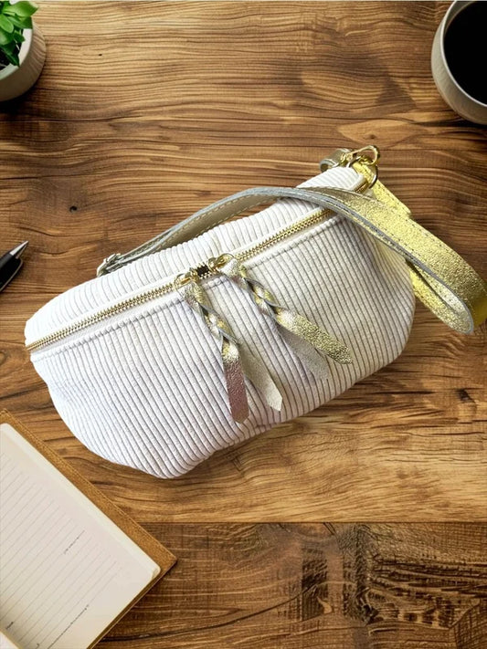 Gürteltasche aus Samtstoff Ecru — Ecru