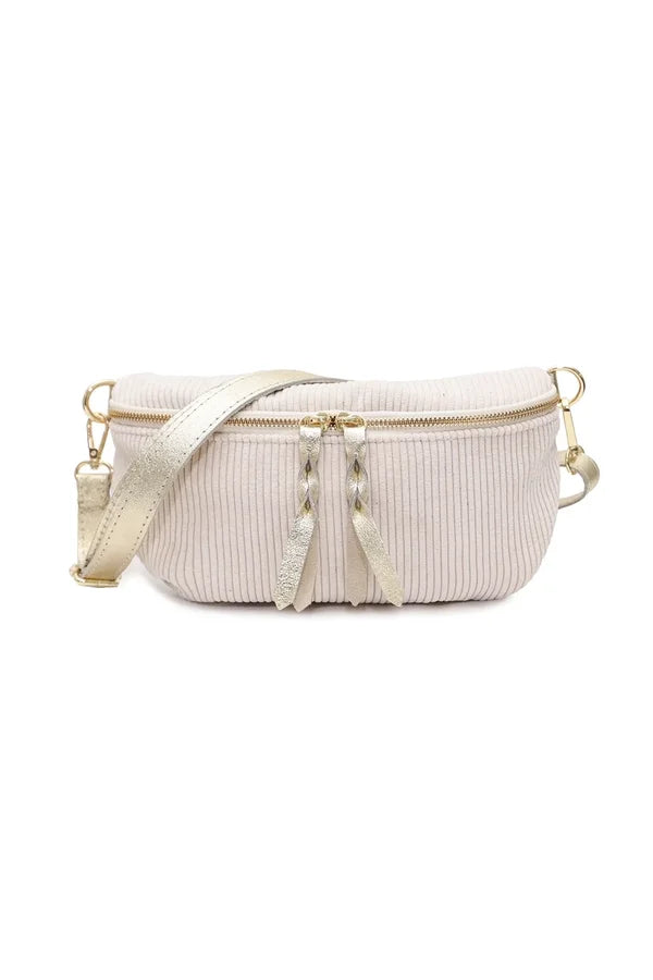 Gürteltasche aus Samtstoff Ecru — Ecru