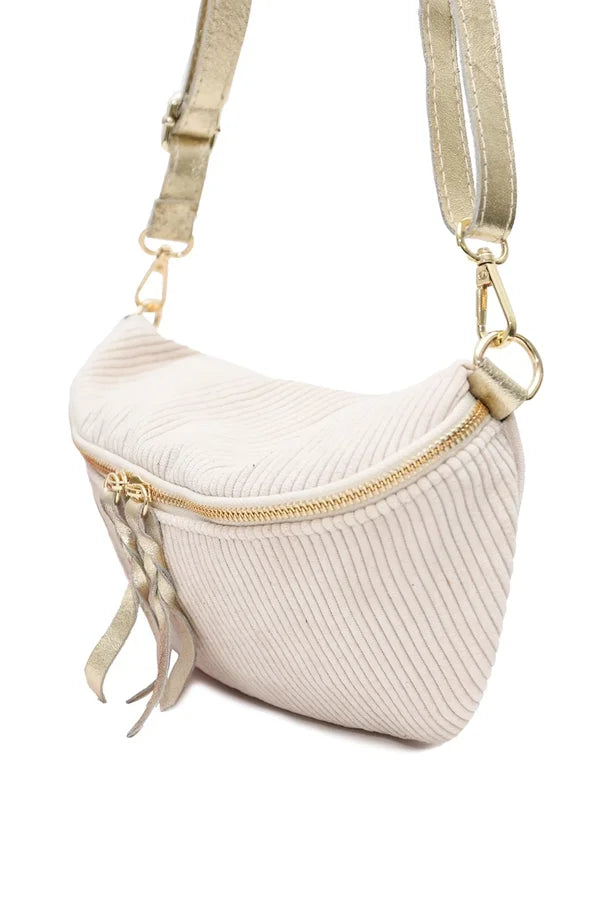 Gürteltasche aus Samtstoff Ecru — Ecru