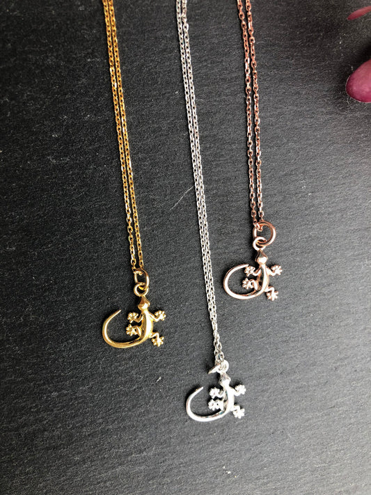925er Silberkette mit Gecko-Anhänger 🦎✨