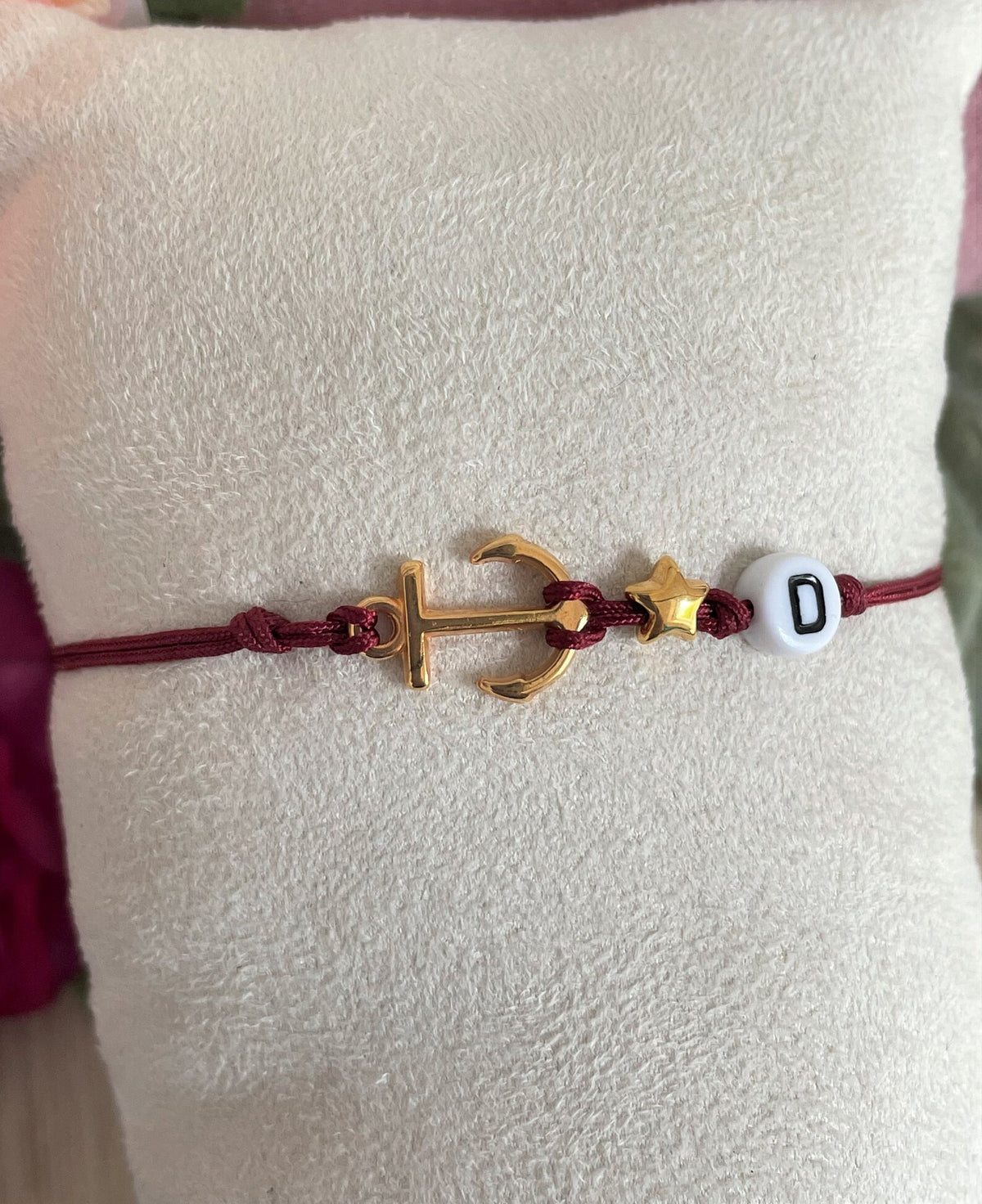 Filigranes personalisiertes Buchstaben Armband mit Anker und Stern, Armband mit Initialen, Individual, Artikel Nr.Fili-0022
