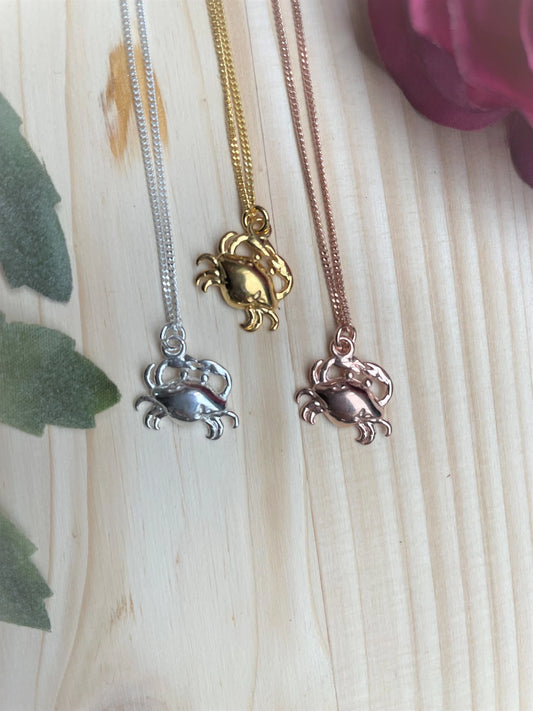 925 Silberkette mit Krebs Anhänger – Sternzeichen Kette in Silber, Gold oder Roségold