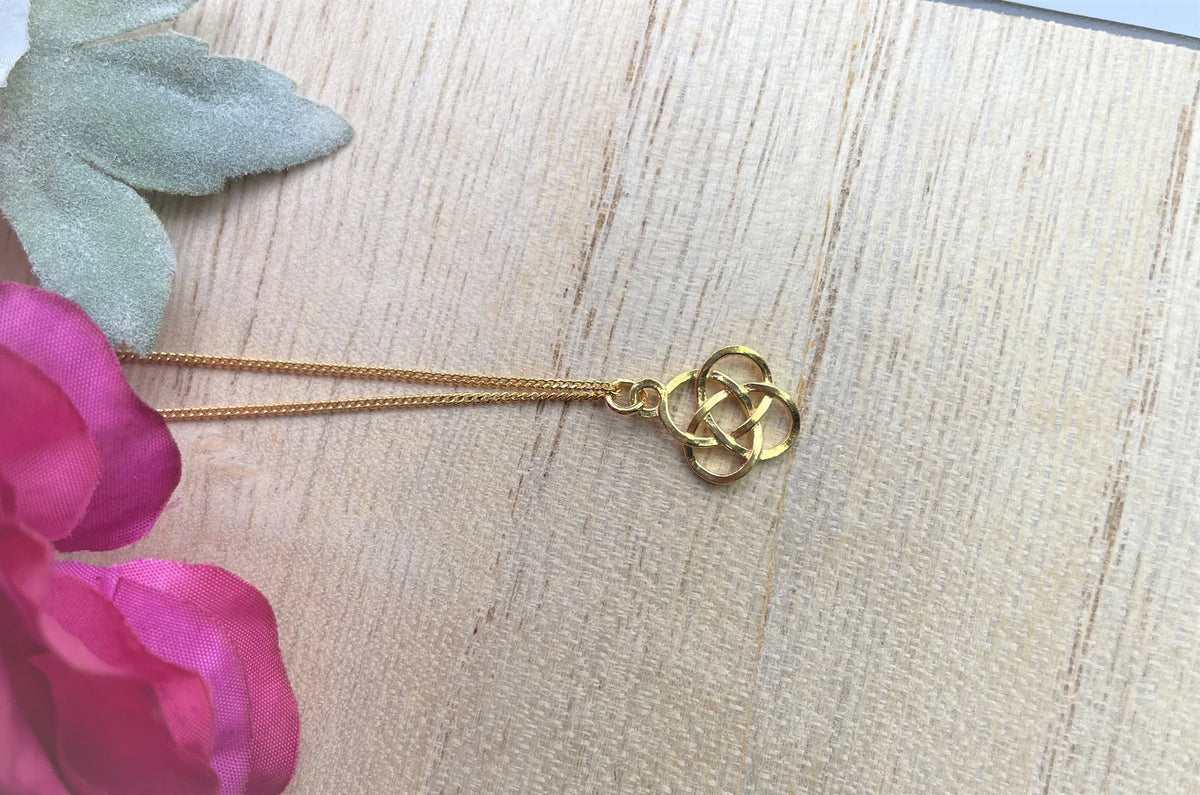 925 Silberkette Damen mit Anhänger – Silber, Gold & Roségold mit Keltische Symbol, Liebesknoten, Artikel Nr. Kette-0002
