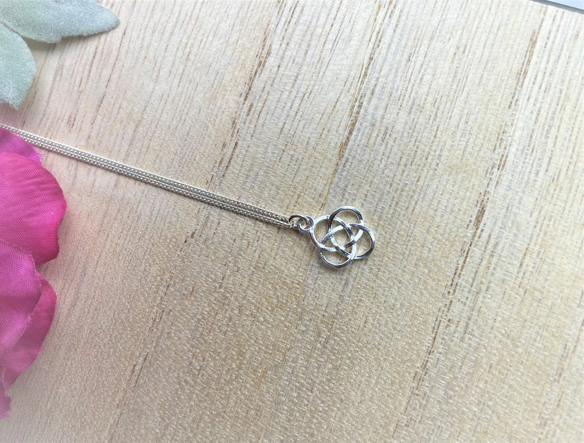 925 Silberkette Damen mit Anhänger – Silber, Gold & Roségold mit Keltische Symbol, Liebesknoten, Artikel Nr. Kette-0002