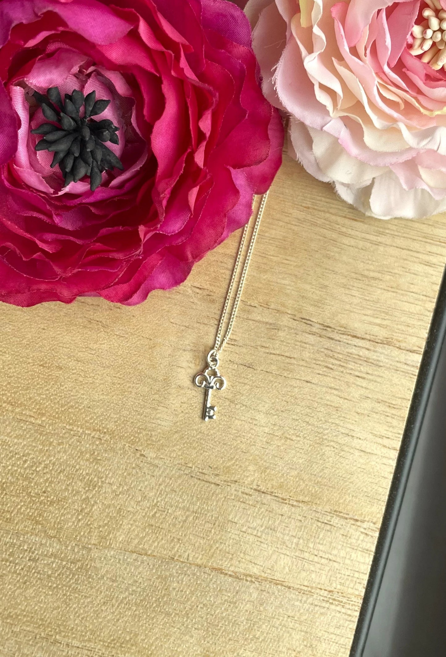925er Kette mit Schlüssel, Schlüsselkette, Filigrane Kette mit Schlüssel