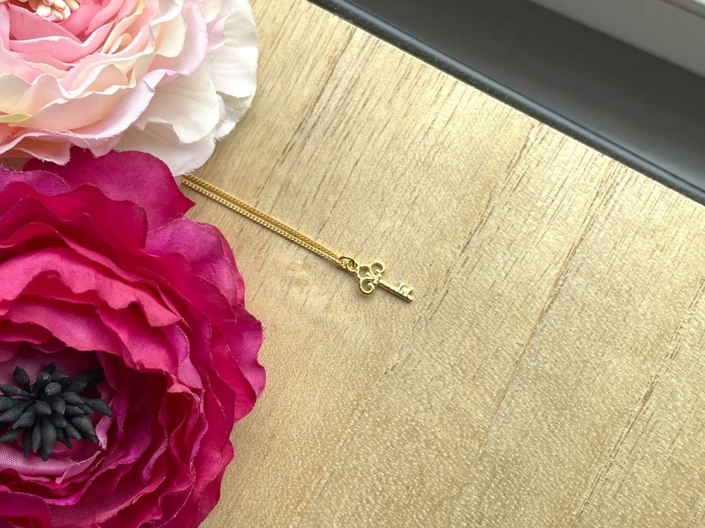 925er Kette mit Schlüssel, Schlüsselkette, Filigrane Kette mit Schlüssel