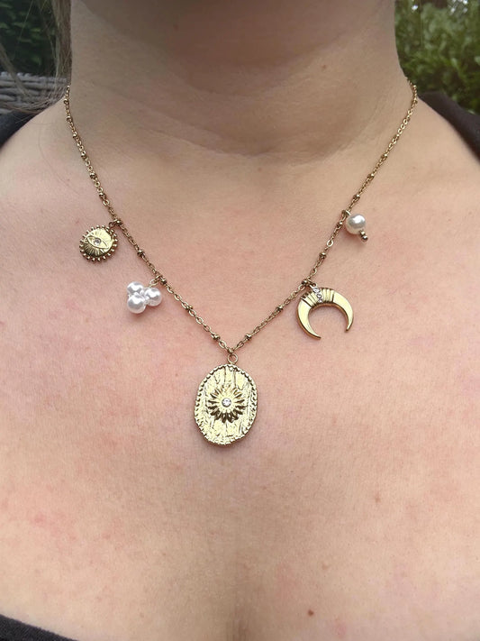 Charms Edelstahl Halskette "Sun" gold