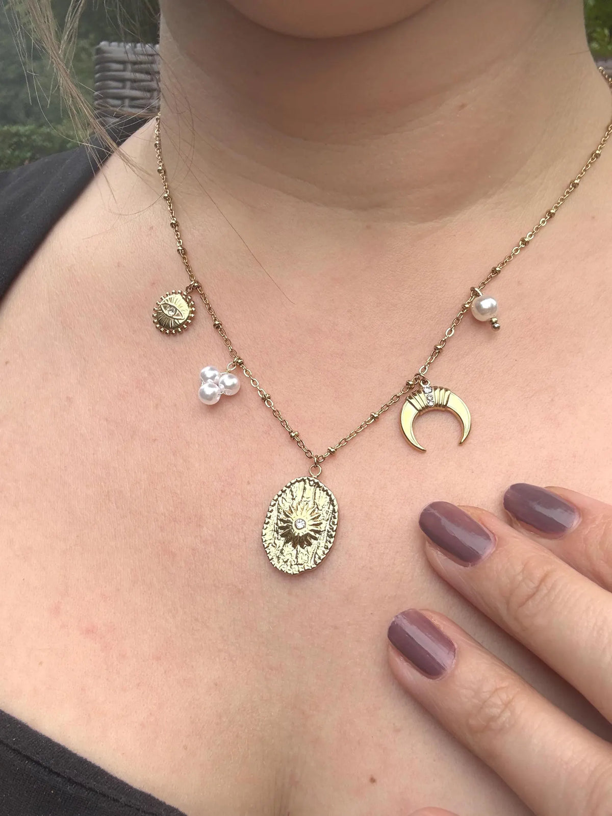 Charms Edelstahl Halskette "Sun" gold