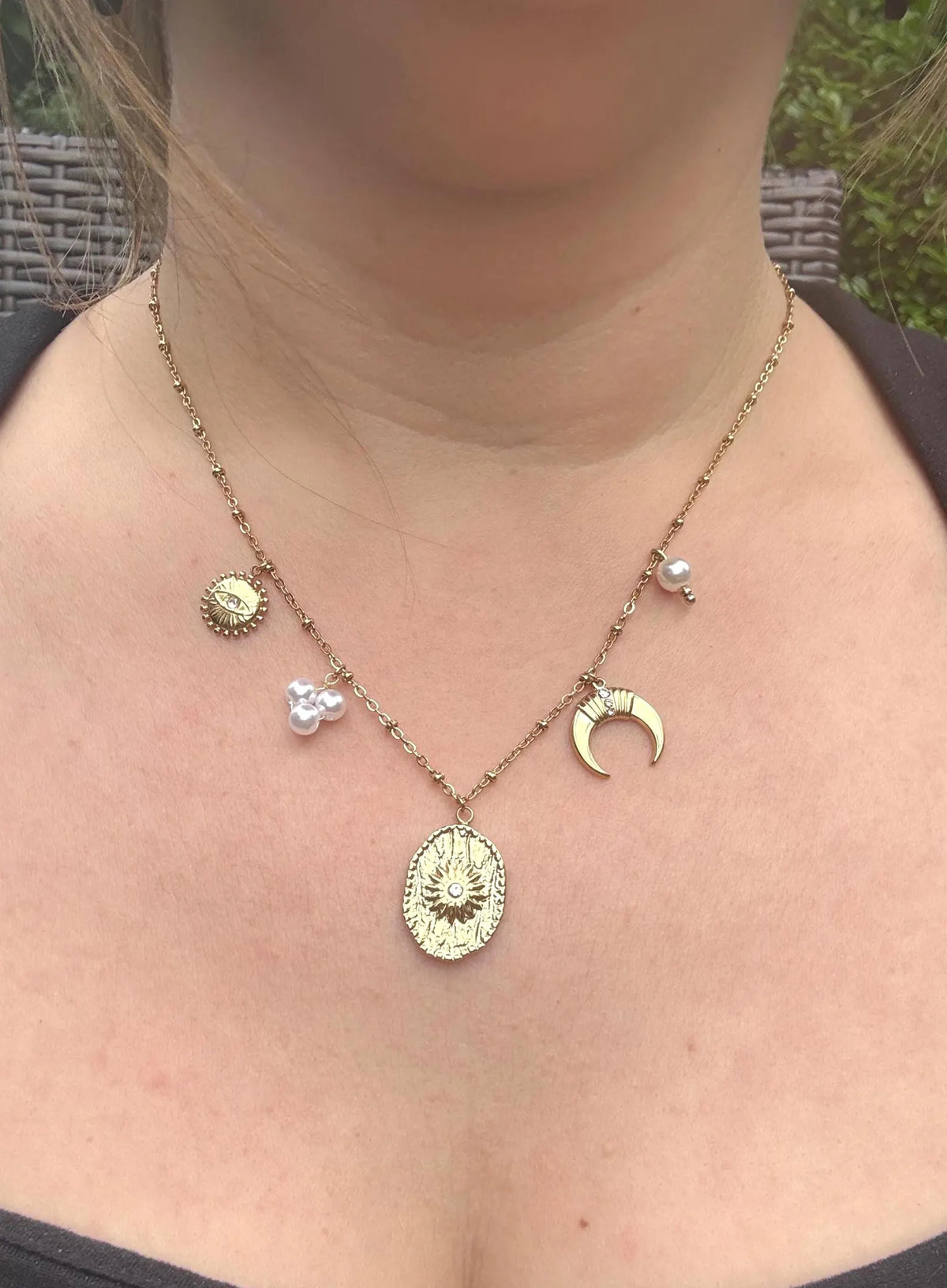 Charms Edelstahl Halskette "Sun" gold