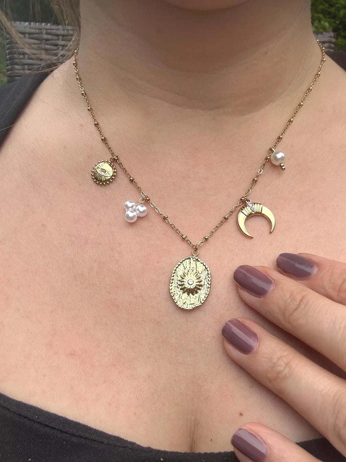 Charms Edelstahl Halskette "Sun" gold