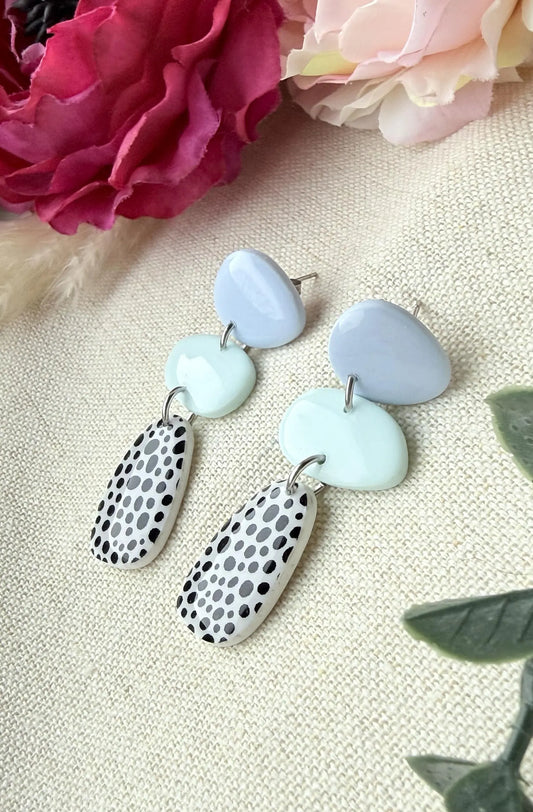 Polymer Clay Ohrringe – Statement Ohrringe in Pastell mit Edelstahlstecker "Himmelstanz"