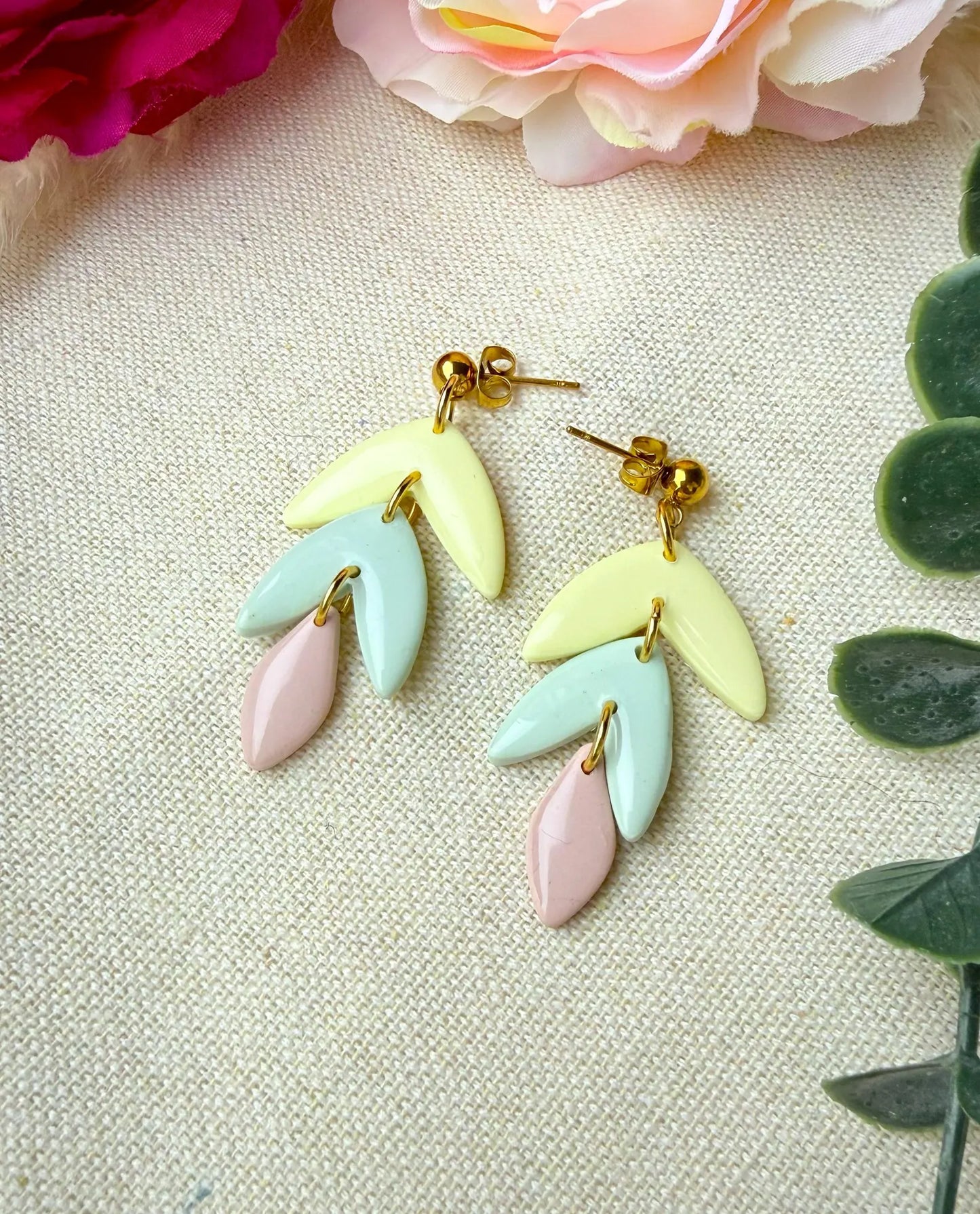 Handgefertigte Polymer Clay Ohrringe in Pastell | Statement Ohrringe "Frühlingszauber"