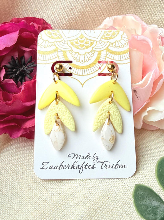 Polymer Clay Ohrringe – Handgemachte Statement Ohrringe Leicht & Modern "Sunny gold" pastel gelb