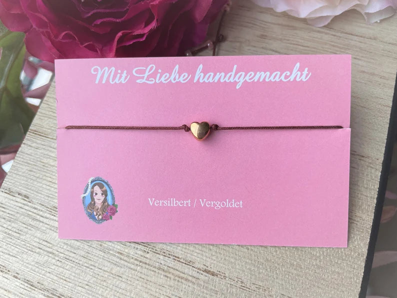 Filigranes Herz Armband versilbert oder vergoldet – Verstellbares Damenarmband mit Herz