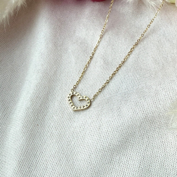 Goldene Herzkette Edelstahl mit Glitzersteinen