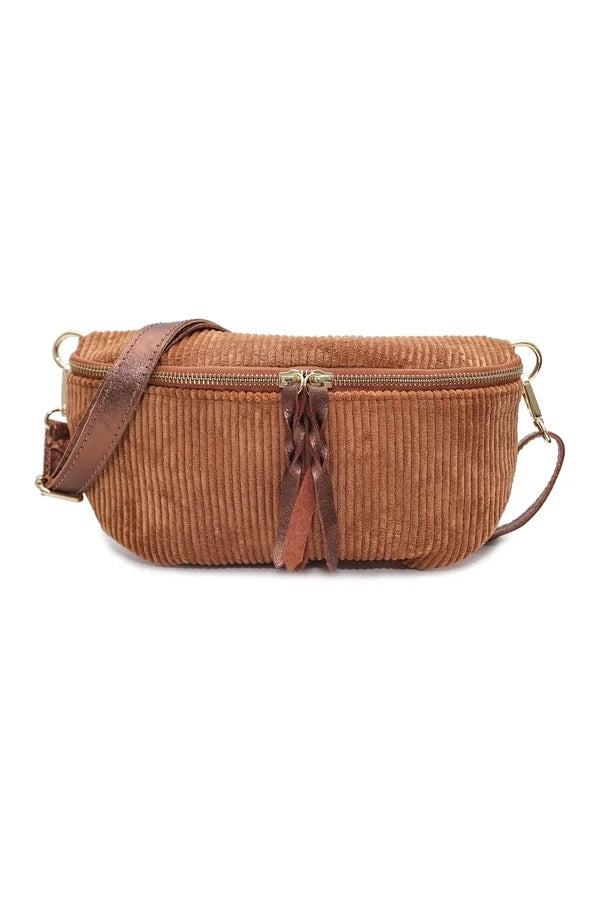 Gürteltasche aus Samtstoff Kamel — Kamel