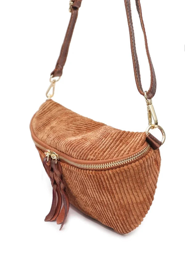 Gürteltasche aus Samtstoff Kamel — Kamel