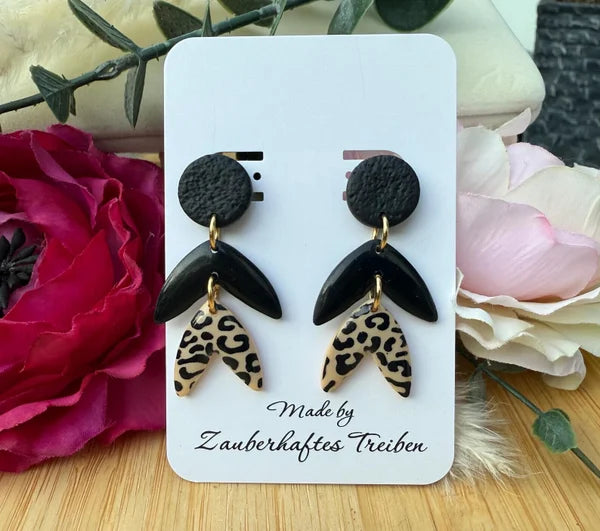 Handgemachte Statement-Ohrringe – Schwarz & Leopard // Leo