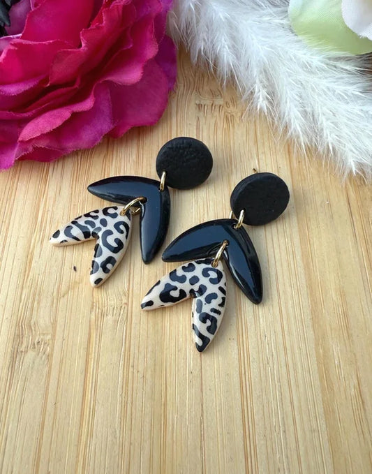Handgemachte Statement-Ohrringe – Schwarz & Leopard // Leo