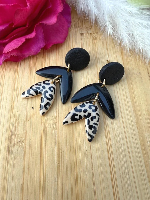 Handgemachte Statement-Ohrringe – Schwarz & Leopard // Leo