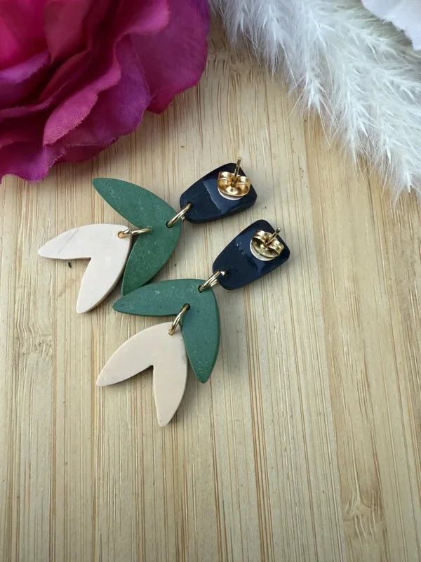 Statement-Ohrringe aus Polymer Clay – Grün & Leopardendesign // Finja