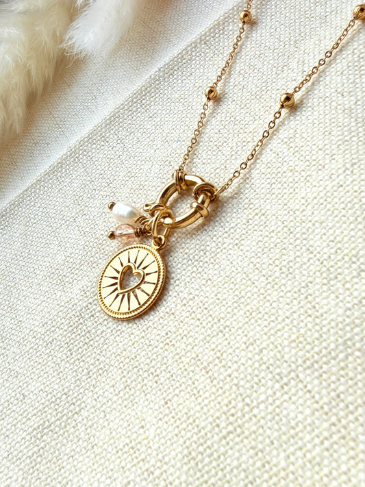 Elegante Edelstahlkette mit austauschbaren Anhängern "Herz"