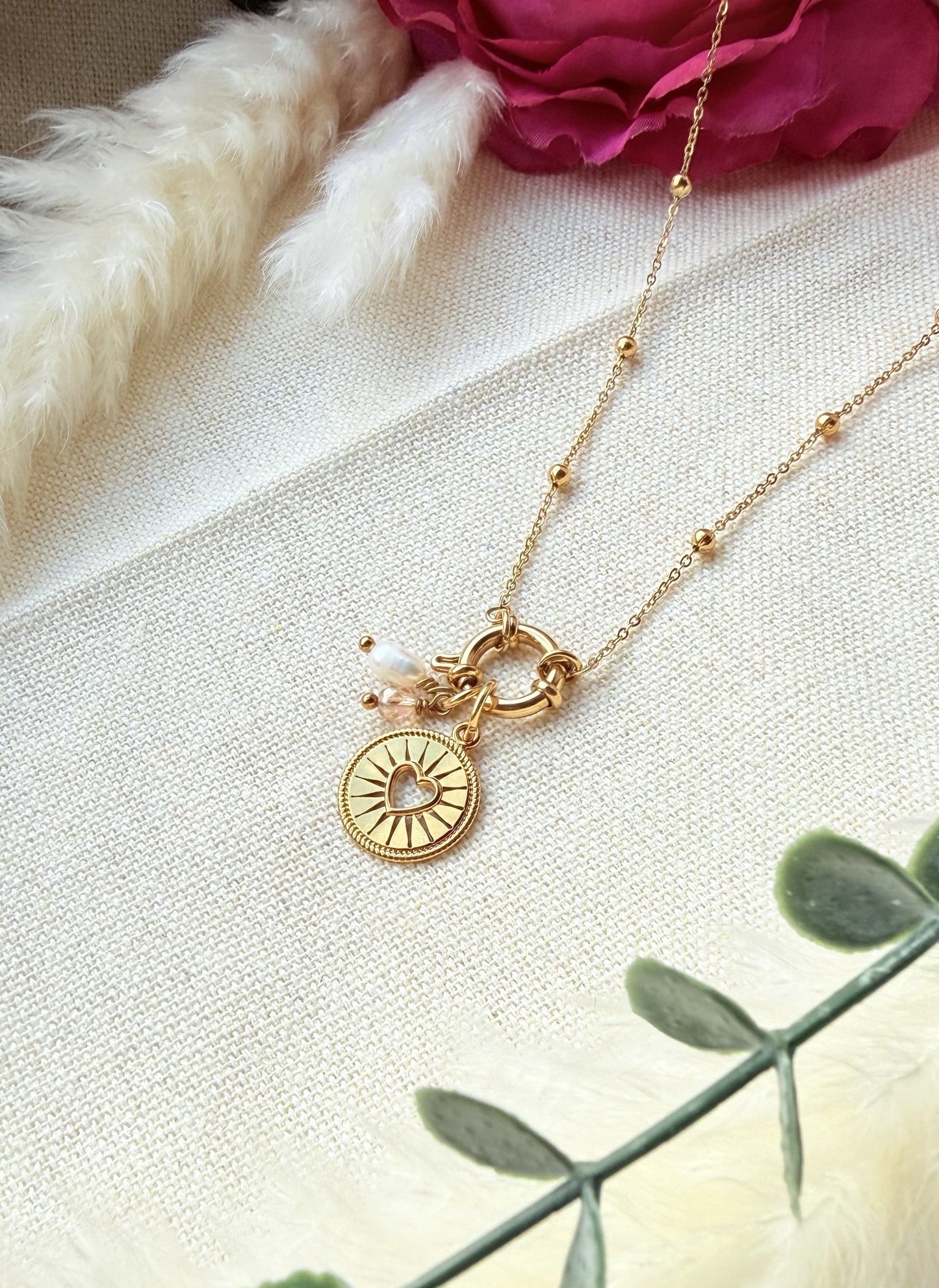 Elegante Edelstahlkette mit austauschbaren Anhängern "Herz"