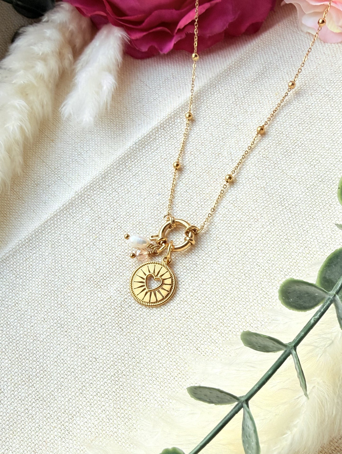 Elegante Edelstahlkette mit austauschbaren Anhängern "Herz"