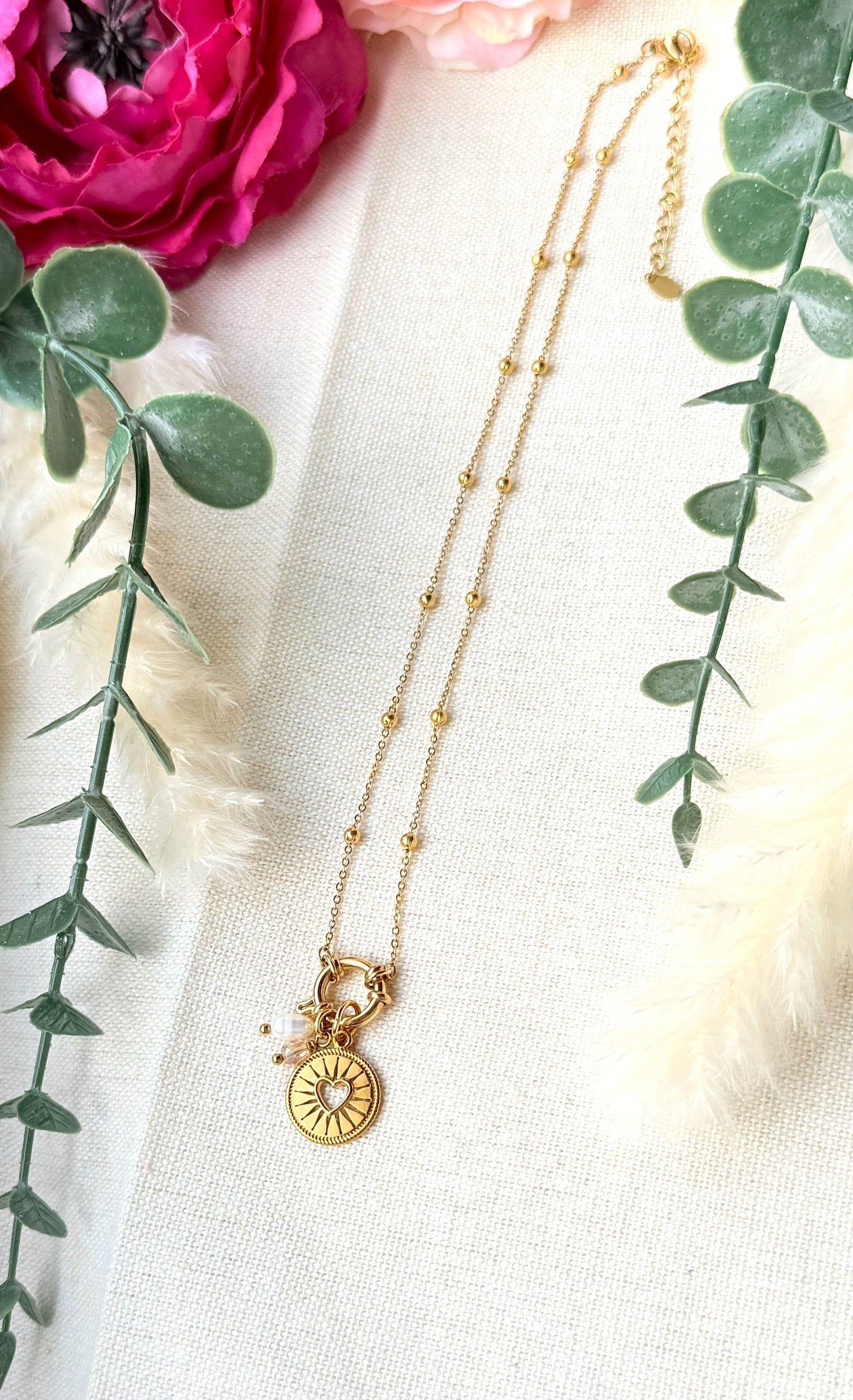 Elegante Edelstahlkette mit austauschbaren Anhängern "Herz"