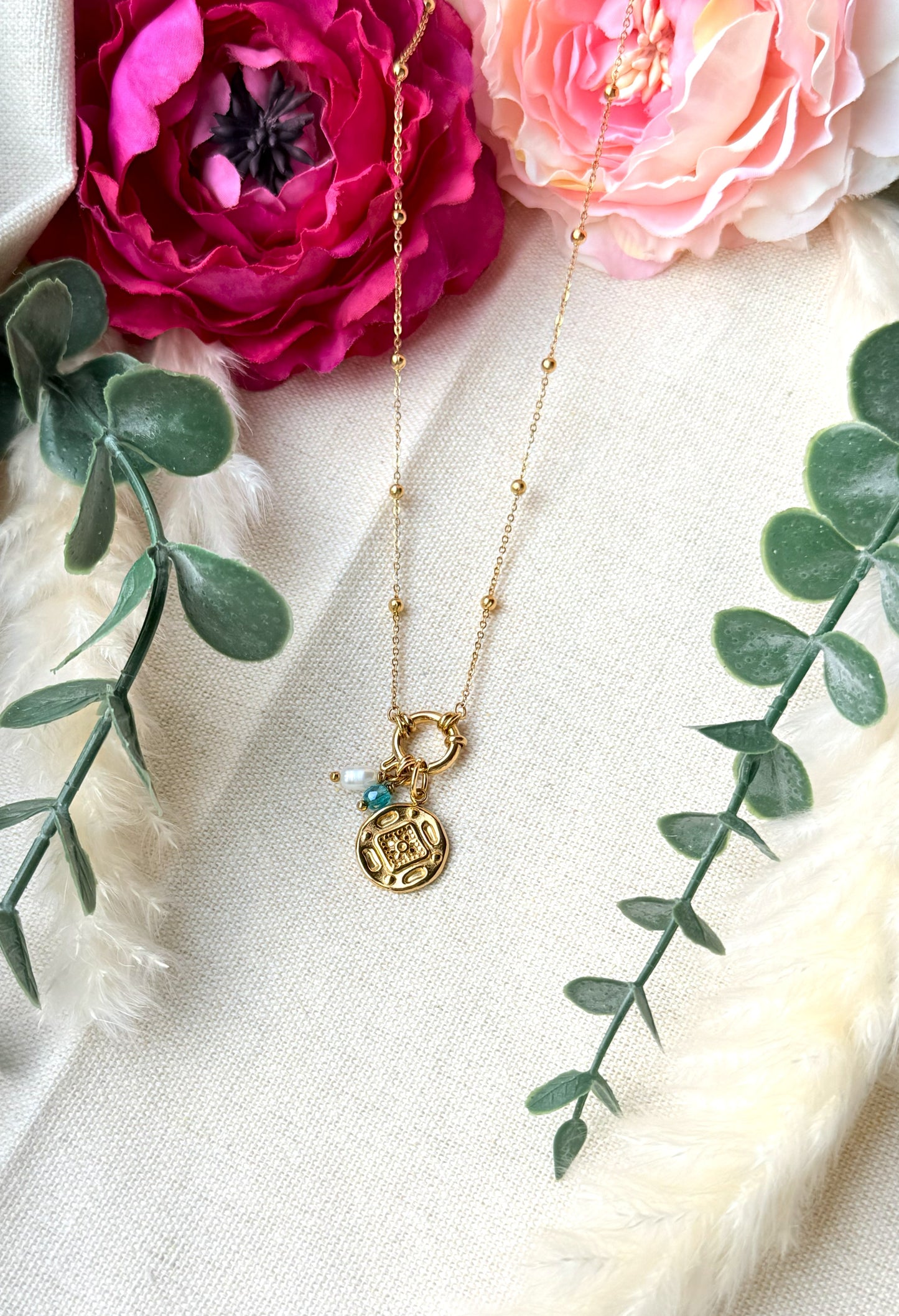 Elegante Edelstahlkette mit austauschbaren Anhängern "Ornament"