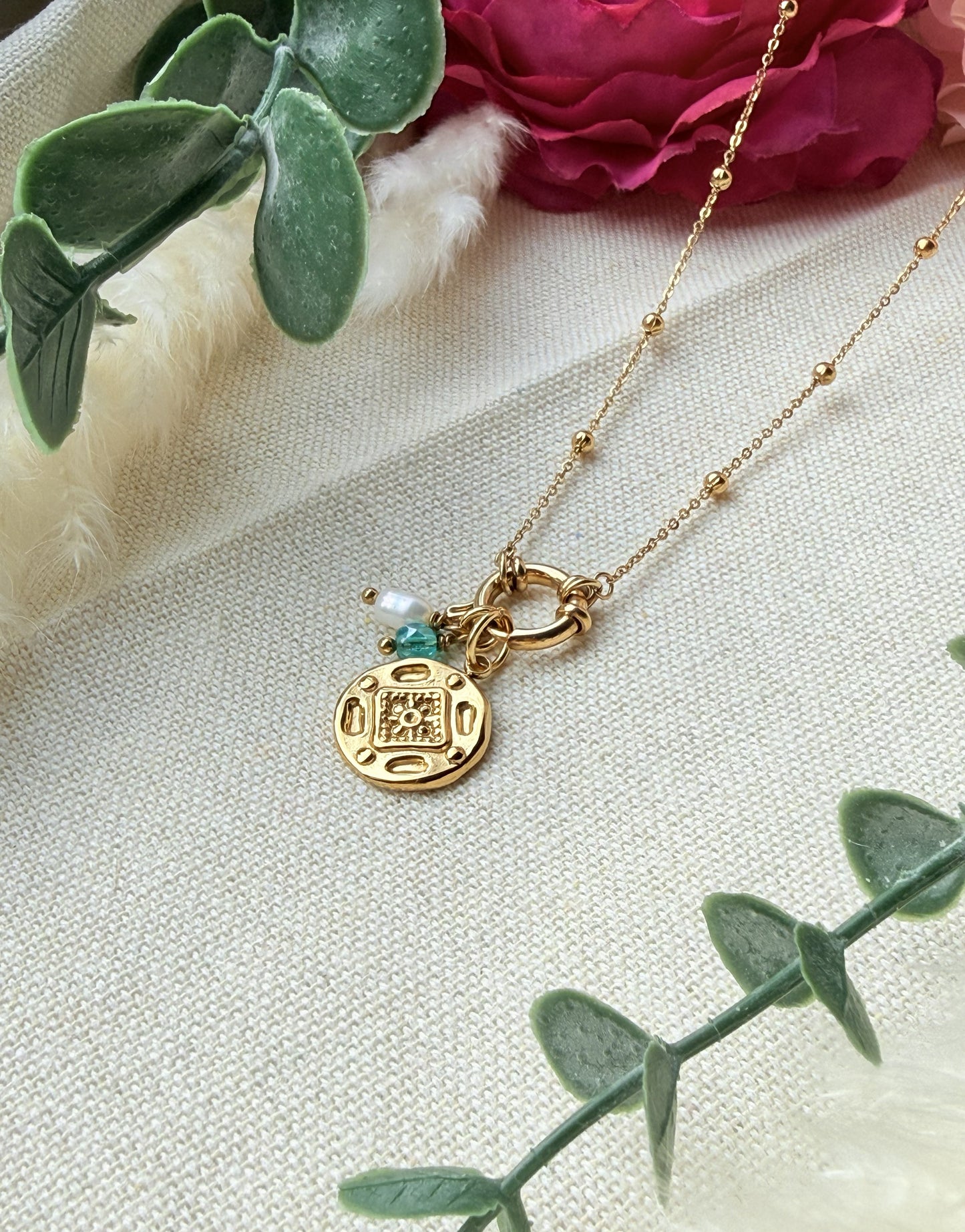 Elegante Edelstahlkette mit austauschbaren Anhängern "Ornament"