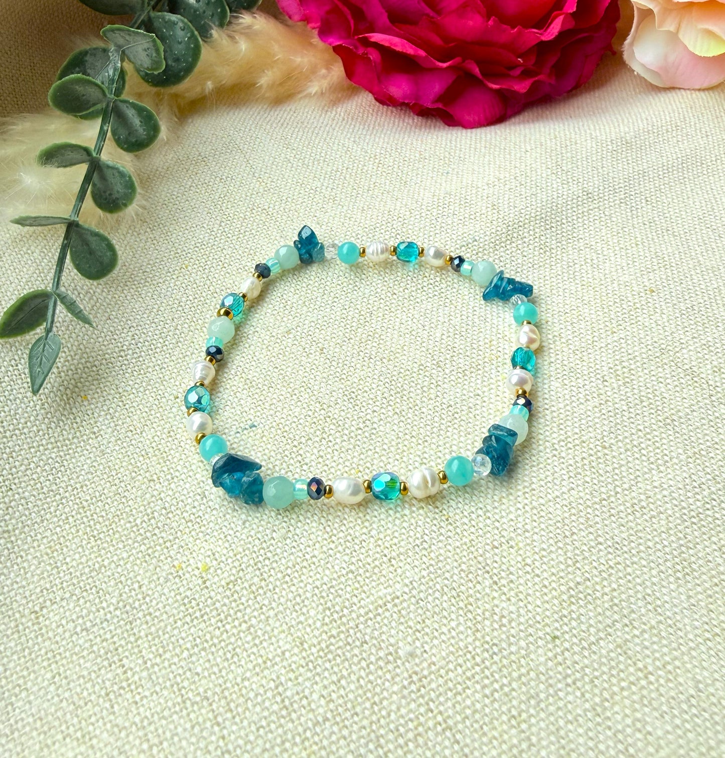 Schmuckset Türkis Blau – Kette aus Edelstein, Armband & Ohrringe — Ohrringe