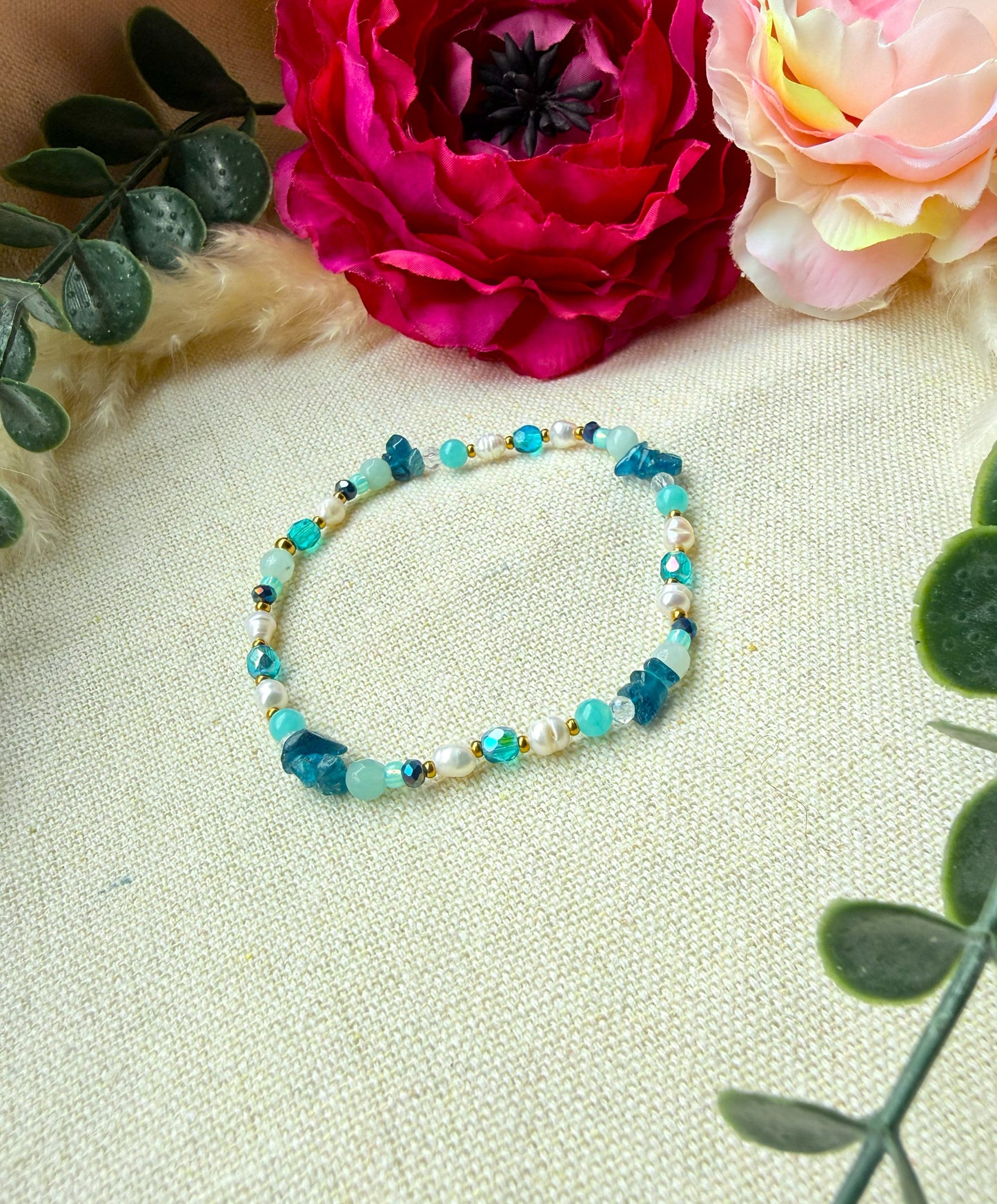 Schmuckset Türkis Blau – Kette aus Edelstein, Armband & Ohrringe — Ohrringe