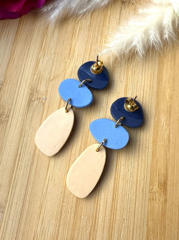 Handgemachte Statement-Ohrringe – Blau & Leopard // Leo